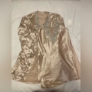 Champagne chemise and robe set